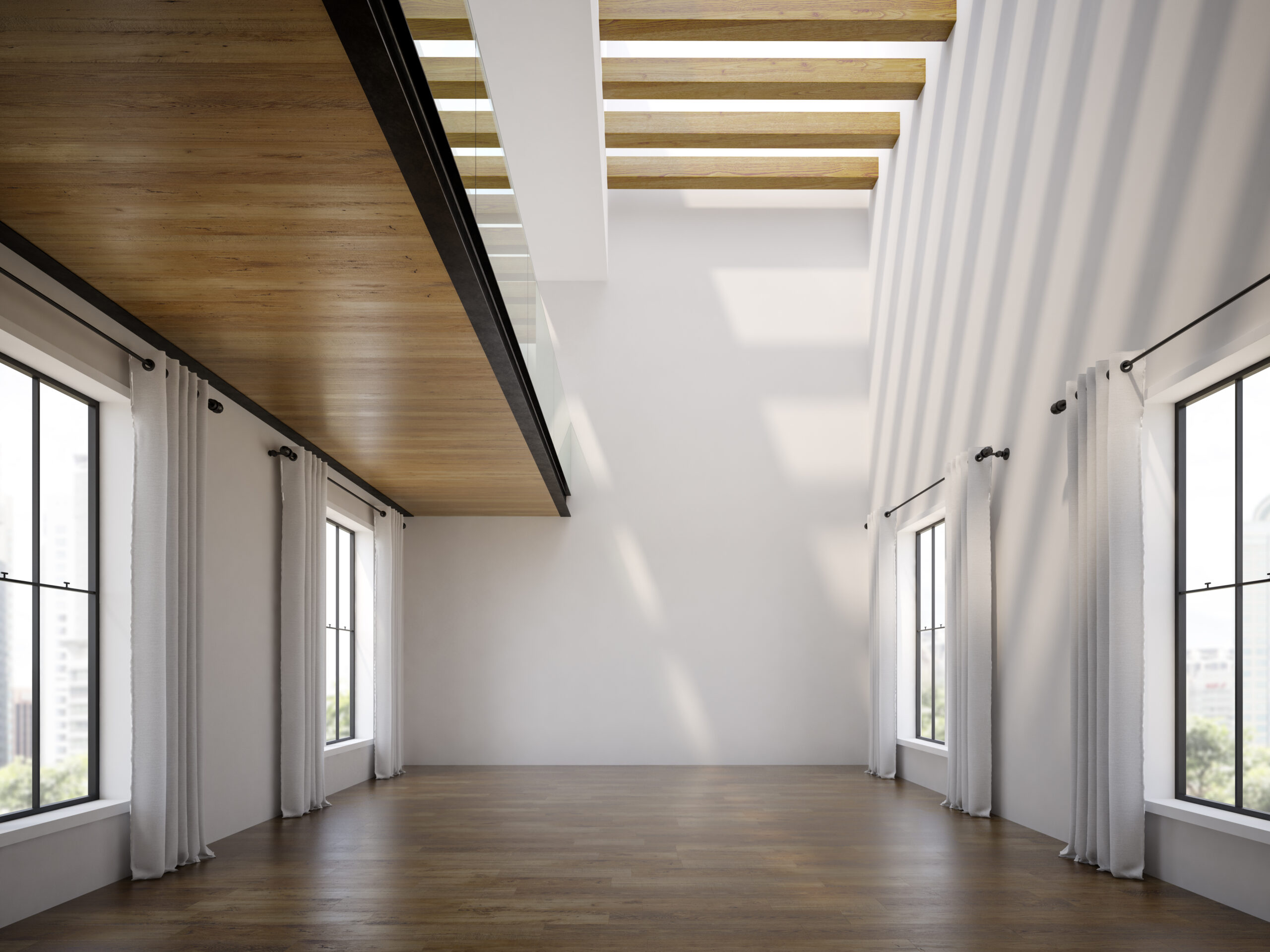 Empty modern interior room with standard ceiling heights